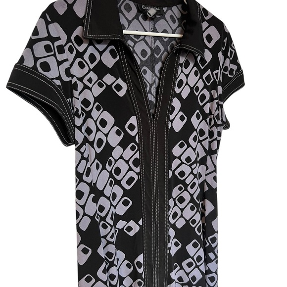 Connected Apparel 70s-Style Geometric Dress – Size 14P – Pre-Loved - Picture 3 of 5